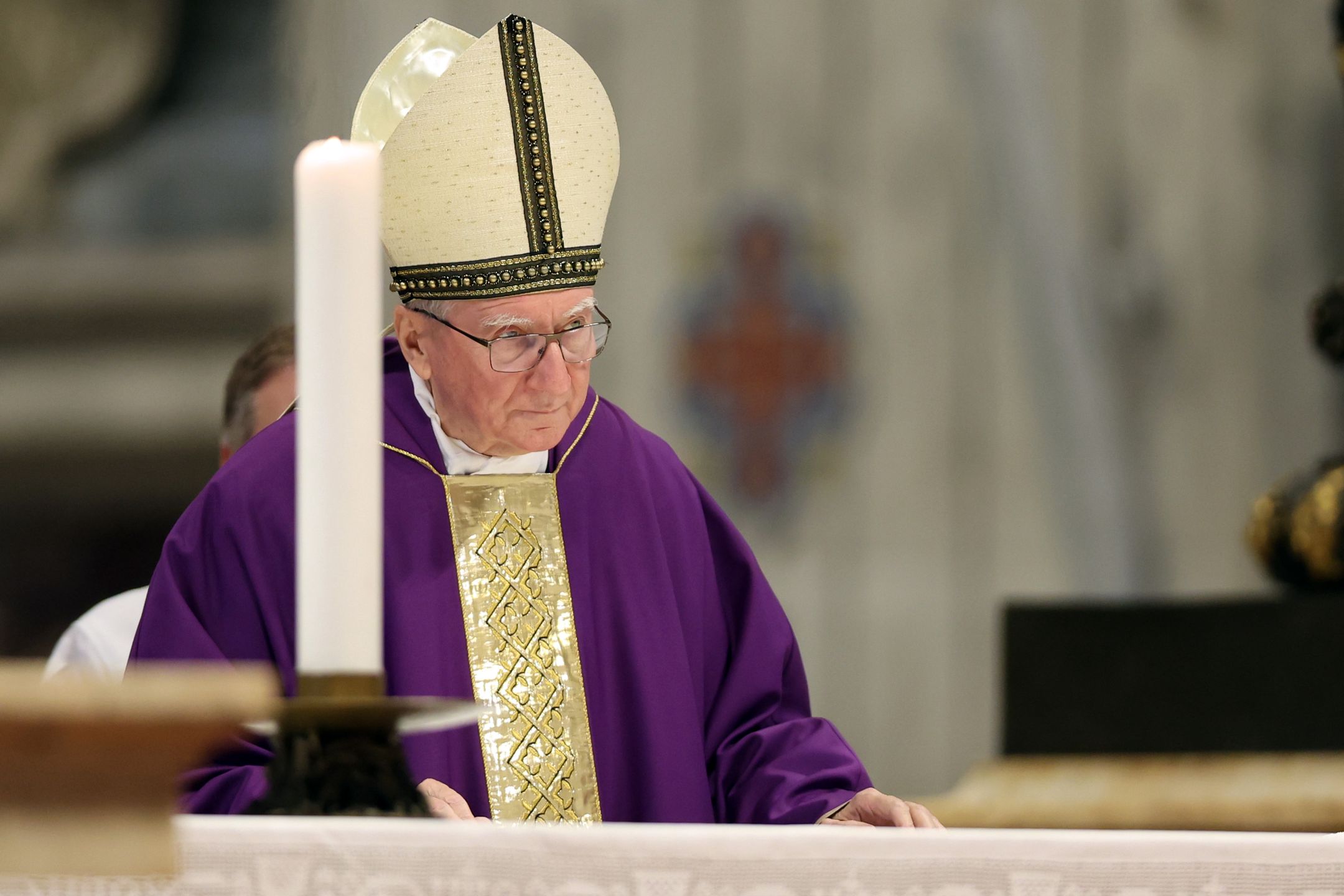 SAINT PETER'S BASILICA, VATICAN CITY, VATICAN - 2025/03/08: Cardinal Pietro Parolin, Secretary of State of the Holy See, will celebrate the Holy Mass of the Movement for Life at the Vatican Basilica. (Photo by Marco Iacobucci/SOPA Images/LightRocket via Getty Images)