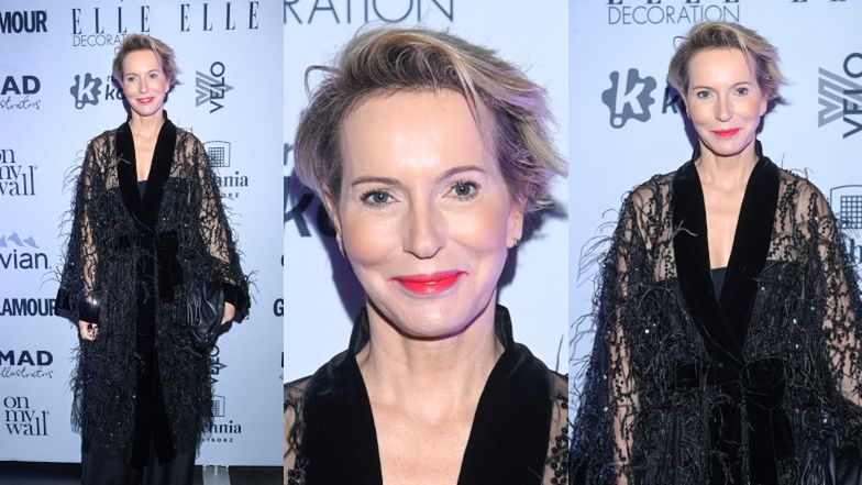 Paulina Smaszcz na wernisażu polskich projektantów