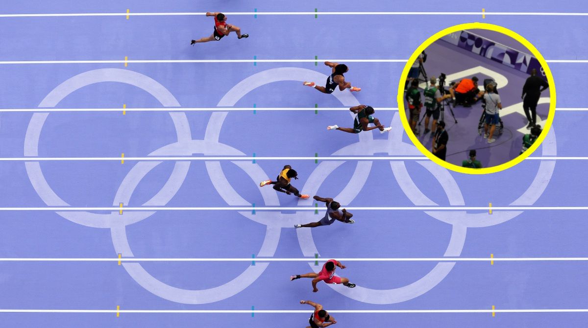 Finał biegu na 100 m mężczyzn podczas IO w Paryżu
