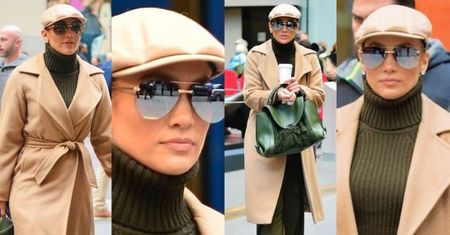 #TRENDY: Jennifer Lopez w golfie i beżowym płaszczu