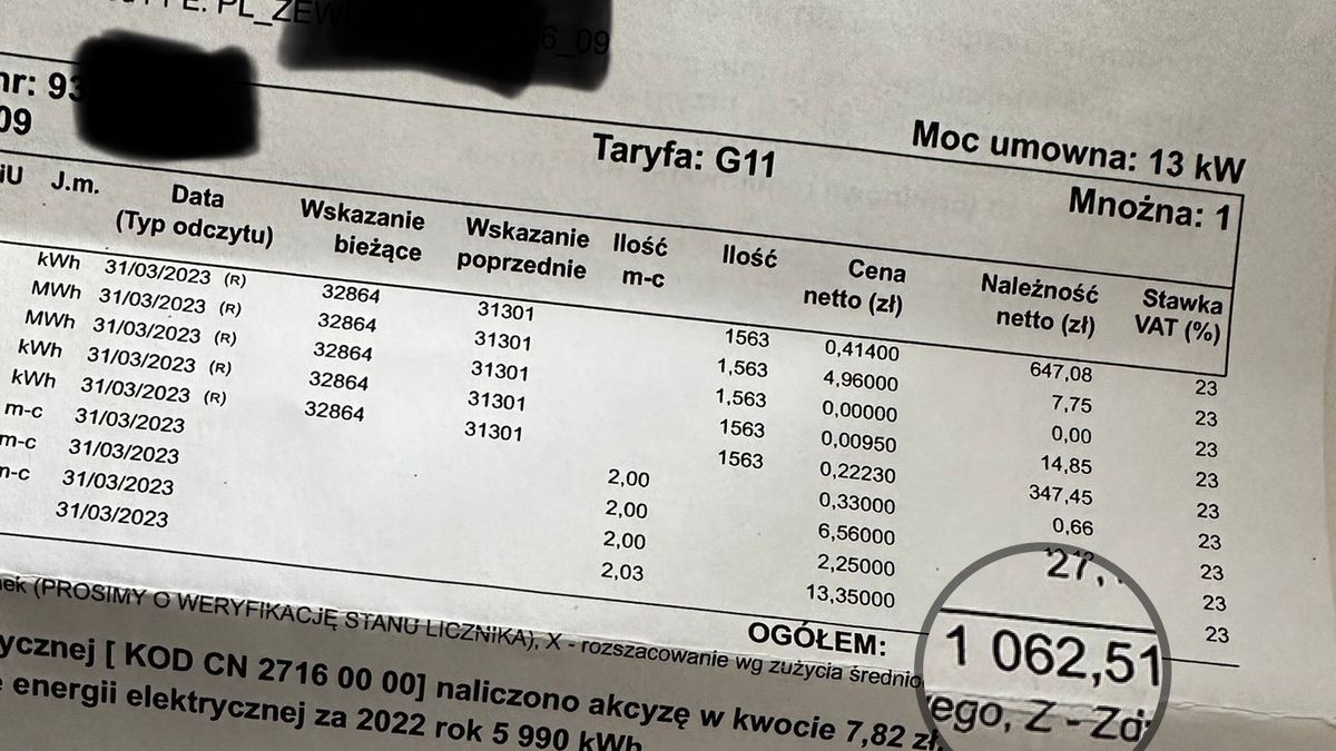 Rachunki za energię elektryczną