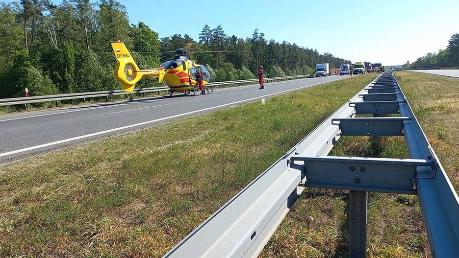 Dwa wypadki na autostradzie A2