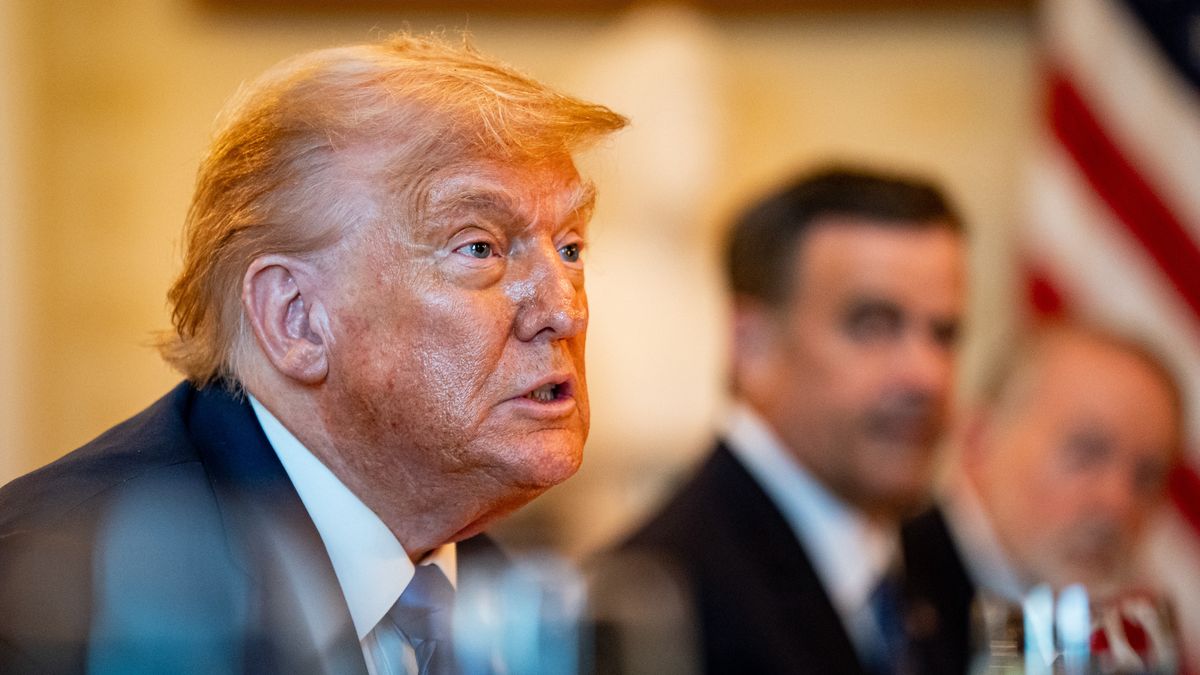 US President Donald Trump during a dinner with Benjamin Netanyahu, Israel's prime minister, not pictured, in the Blue Room of the White House in Washington, DC, US, on Monday, July 7, 2025. Israeli Prime Minister Benjamin Netanyahu told President Donald Trump he nominated him for the Nobel Peace Prize, using a visit to the White House to further cement the pairs relationship as the US presses for a ceasefire in Gaza. Photographer: Al Drago/Bloomberg via Getty Images