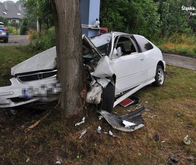 Tarnowskie Góry. Tragedia o krok, pijany wjechał w drzewo