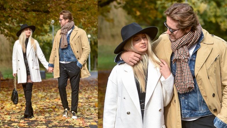 Robert Kochanek i Kinga Zapadka na spacerze z psem