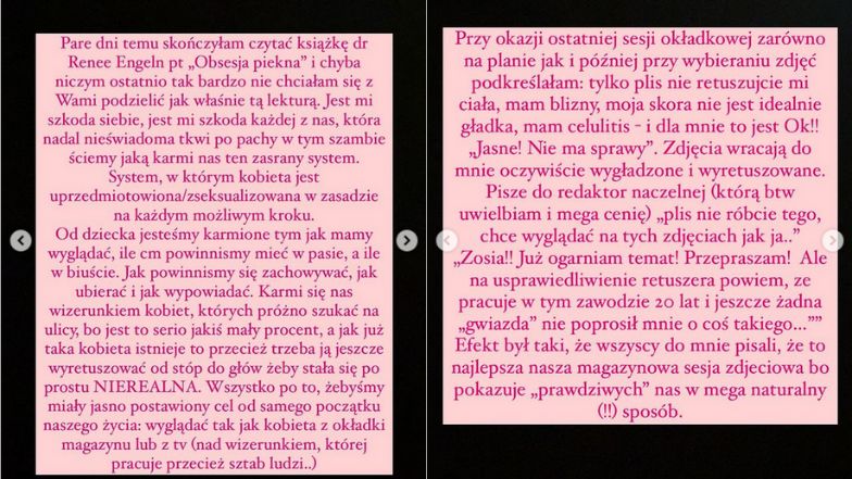 Zofia Zborowska rozprawia na temat retuszu i ciałopozytywności