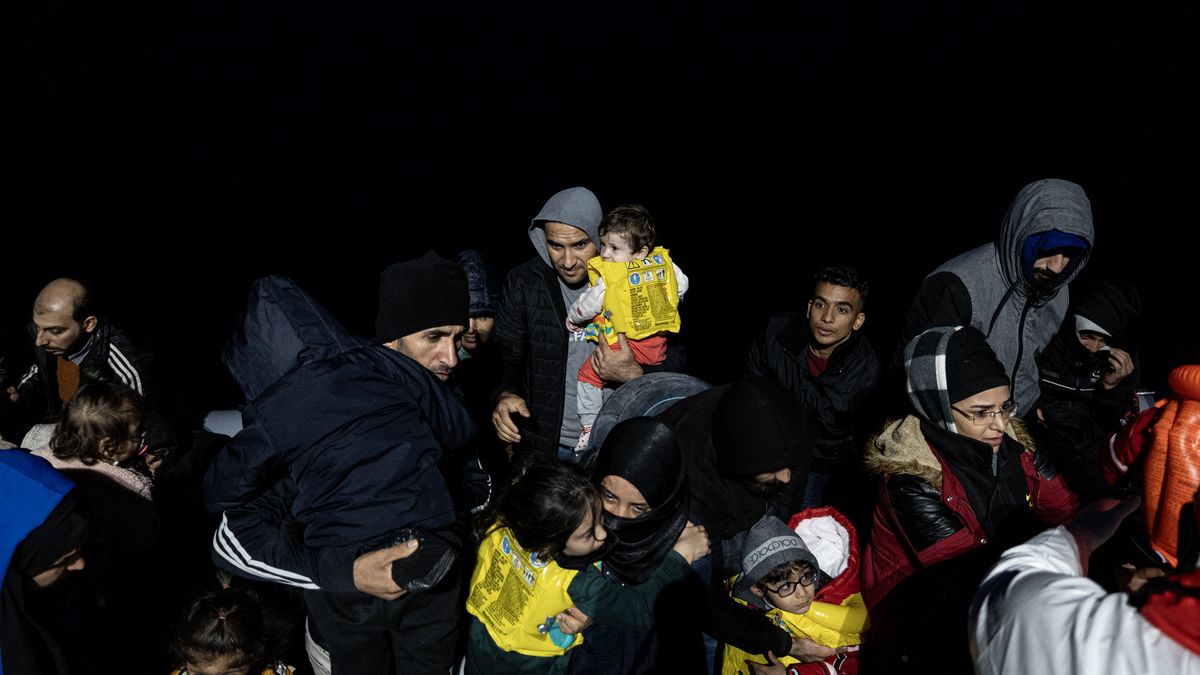 AYDIN, TURKEY - NOVEMBER 3: (TURKEY OUT)  Coast Guard Command teams caught refugees trying to flee abroad in the Aegean Sea on November 3, 2023 in Aydin, Turkey. In the Aegean Sea, which is the grave of thousands of refugees, there is a life market every day. Hundreds of thousands of people fleeing wars, bombs, climate crisis and poverty are dying on their journey for a new life. Syrians, Palestinians, Lebanese, Afghans, Afghans, Africans and even Myanmar refugees from different countries of Asia and the Middle East who fall into the net of human traffickers are trying to reach the Greek Islands by inflatable boats regardless of bad weather and sea conditions.   (Photo by Ugur Yildirim/ dia images via Getty Images)