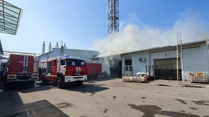 Pożar magazynu na terenie browaru w Kaliningradzie