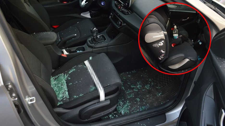 Policjanci wybili szybę w aucie