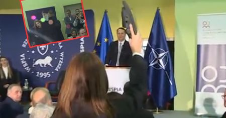 Krzyczała do Sikorskiego, że kłamie. Została wyprowadzona