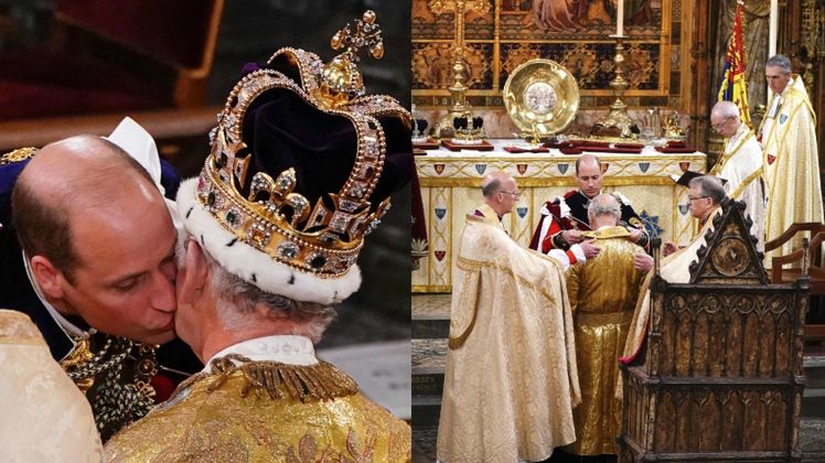 Książę William klęka przed ojcem i składa mu historyczną przysięgę