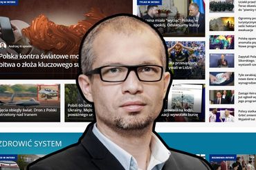 Prezes Interii Artur Potocki na tle strony głównej portalu