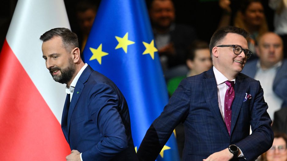 Liderzy Trzeciej Drogi Władysław Kosiniak-Kamysz i Szymon Hołownia nie są zadowoleni z wyniku Trzeciej Drogi w wyborach do PE 