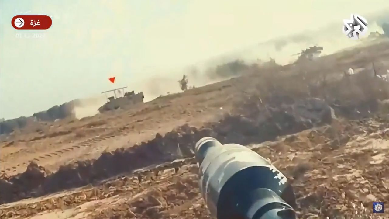 Hamas fighters during an ambush on an Israeli armored transporter.