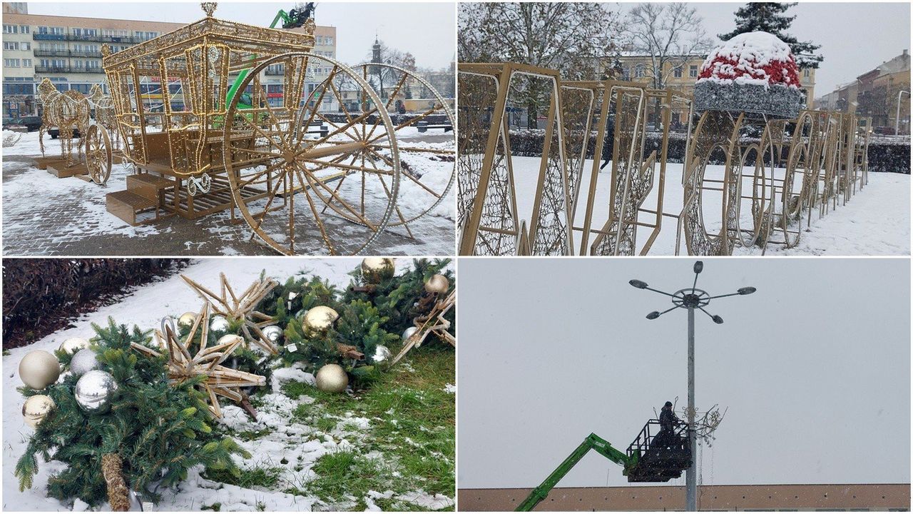 Włocławek: Na placu Wolności zamontowano świąteczne ozdoby