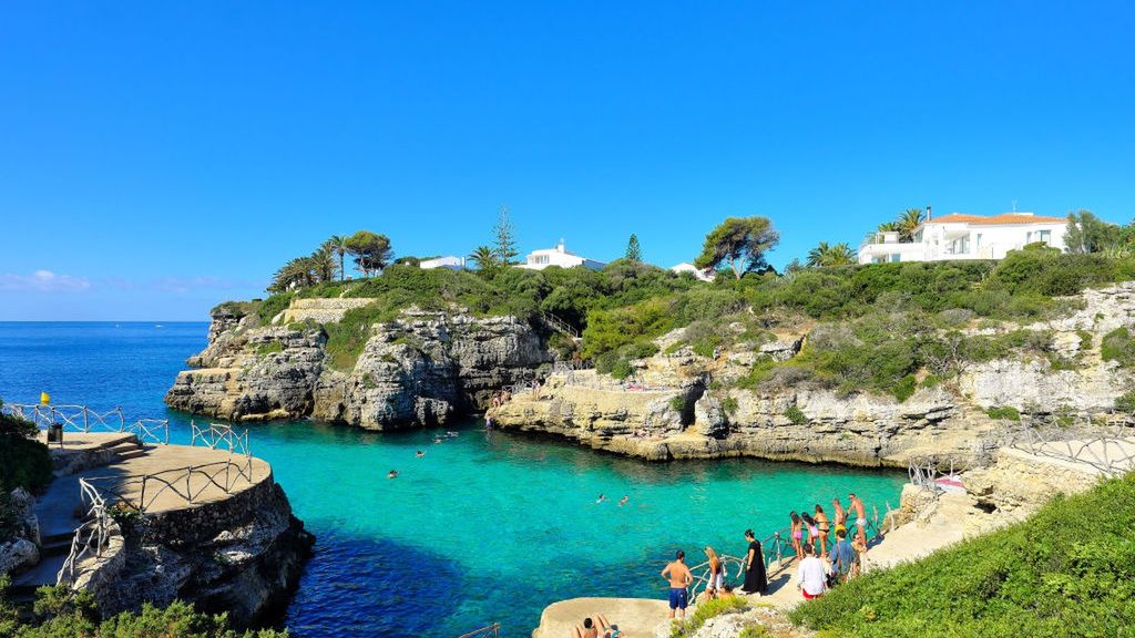 Spain, Balearic Islands, Menorca: cove of Cala en Brut, beach near th town of Ciutadella
Spain, Balearic Islands, Menorca: cove of Cala en Brut. (Photo by: Lhoté L/Andia/Universal Images Group via Getty Images)
Andia
maritime fluvial lacustrine, cliffs, coastal, sightseer, summers, balearics, tourists, landscapes, scenery, sightseeing, tourist destination, inlets, seasides, landscape, menorca, sightseers, coasts, coast, seasons, sceneries, cove of cala en brut, leisures, seaside, beaches, seas and oceans