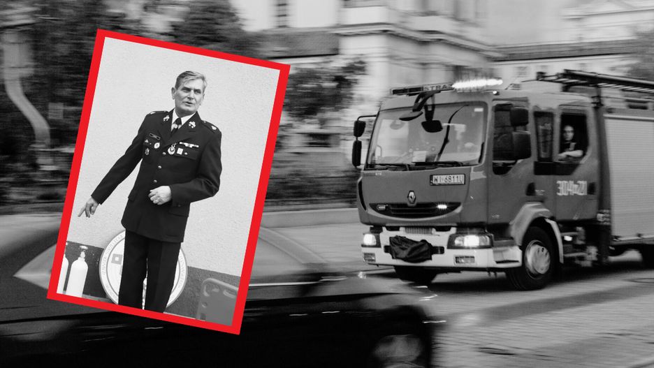 Ireneusz Kujawa i wóz strażacki