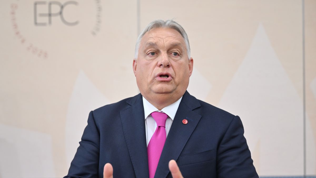 Hungarian Prime Minister Viktor Orban in CopenhagenCOPENHAGEN, DENMARK - OCTOBER 2: Hungarian Prime Minister Viktor Orban, who attended the 7th summit of the European Political Community (EPC) hosted by Denmark in the capital Copenhagen, makes a press statement on October 2, 2025. (Photo by Dursun Aydemir/Anadolu via Getty Images)Anadolupress, reply, pol, question, answer, macron, political, news