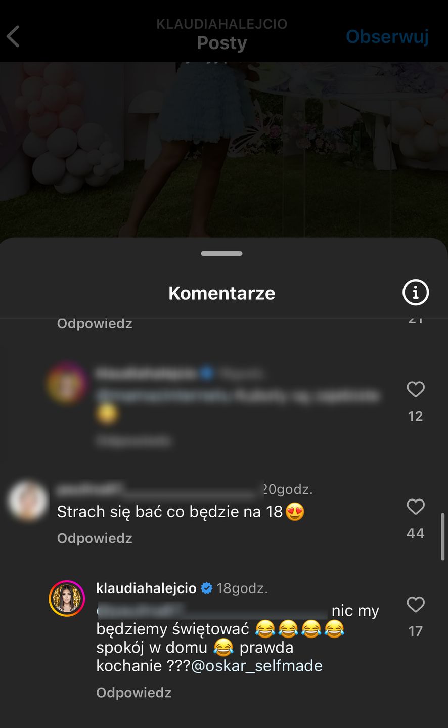 Klaudia Halejcio dyskutuje z internautami