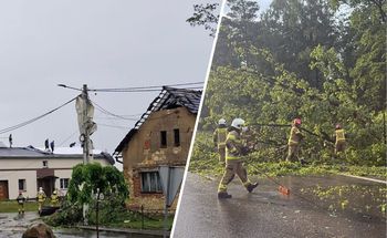Uszkodzone budynki w Balcarzowicach. Skutki nawałnicy