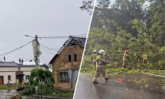 Uszkodzone budynki w Balcarzowicach. Skutki nawałnicy
