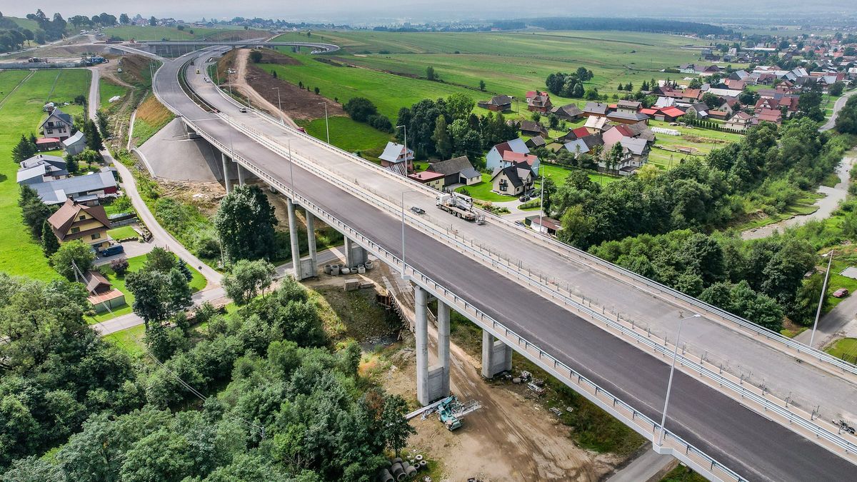 Budowa nowej zakopianki na odcinku Rdzawka - Nowy Targ (lipiec 2024 r.)