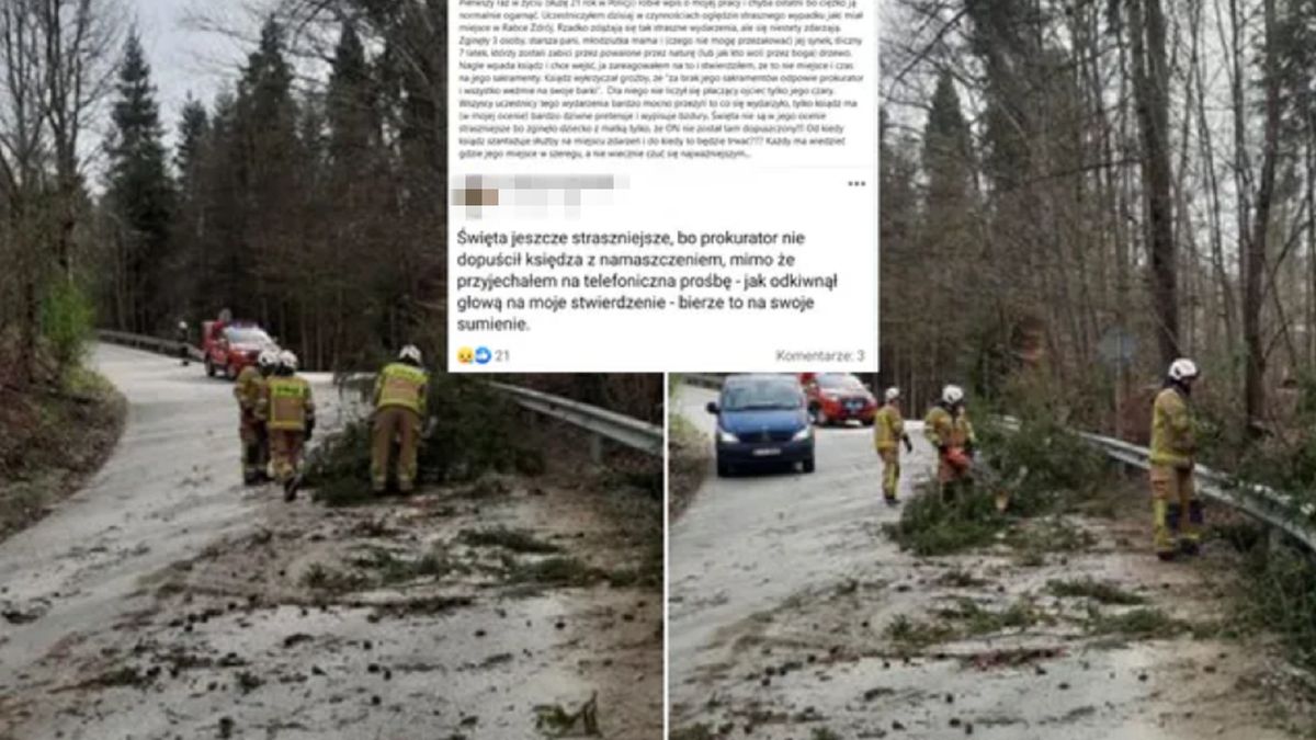 Niewyobrażalna tragedia w Rabce Zdrój. Powalone przez wichurę drzewo zabiło trzyosobową rodzinę.