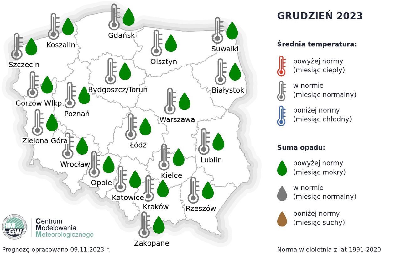 Pogoda na grudzień. Modele wskazują sporo opadów