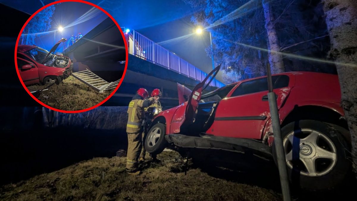 Przebił bariery i spadł z mostu 