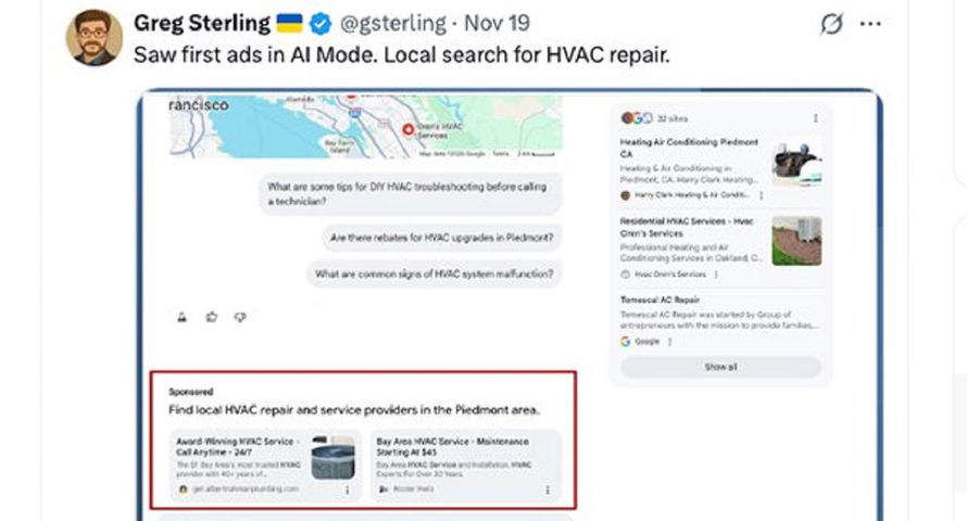 Google testuje reklamy w Trybie AI. Pierwsze wdrożenia widoczne poza Labs