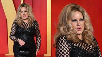 Jennifer Coolidge stroi miny na oscarowej imprezie "Vanity Fair" w siateczkowej sukni. Klasa? (ZDJĘCIA)