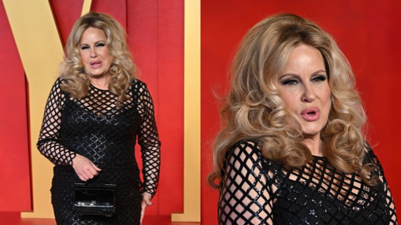 Jennifer Coolidge stroi miny na oscarowej imprezie "Vanity Fair" w siateczkowej sukni. Klasa? (ZDJĘCIA)