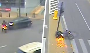 Wjechała motocyklem wprost pod auto. Groźne zderzenie w centrum Lublina