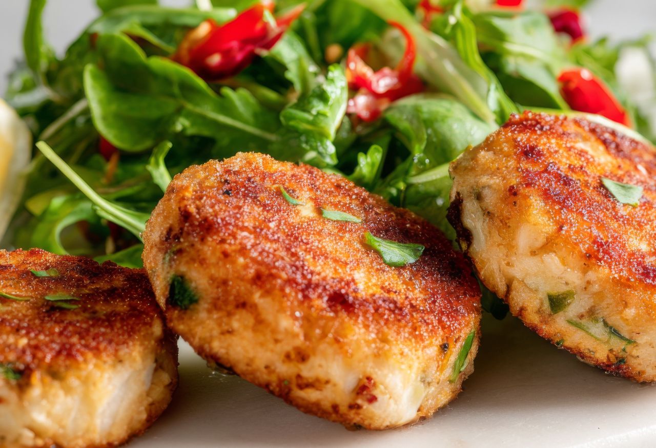 Postne kotleciki podaję z sałatką