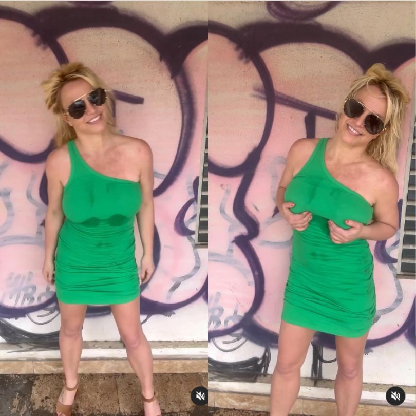 Spocona Britney Spears wygina się na tle graffiti