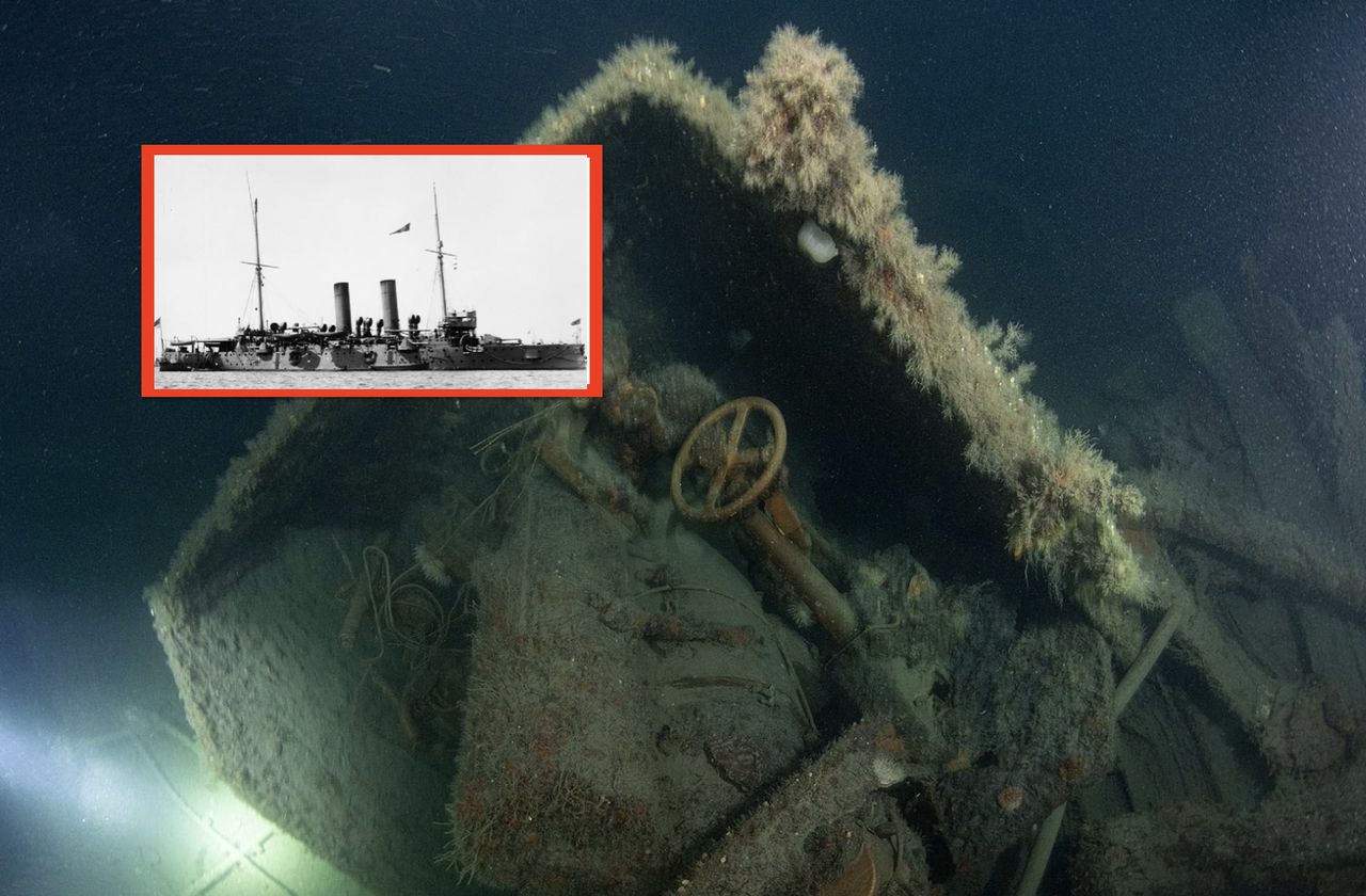 The wreck of a British warship, sunk by the Germans in 1914, was found by divers 70 nautical miles east of Fraserburgh, 110 meters below the water surface.