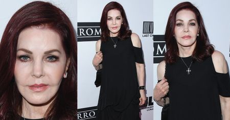 Bladolica Priscilla Presley pozuje na charytatywnej ściance