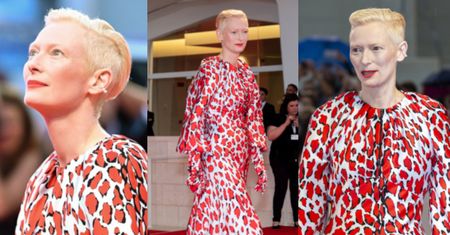 Wenecja 2018: Posągowa Tilda Swinton zachwyca w sukni od Schiaparelli