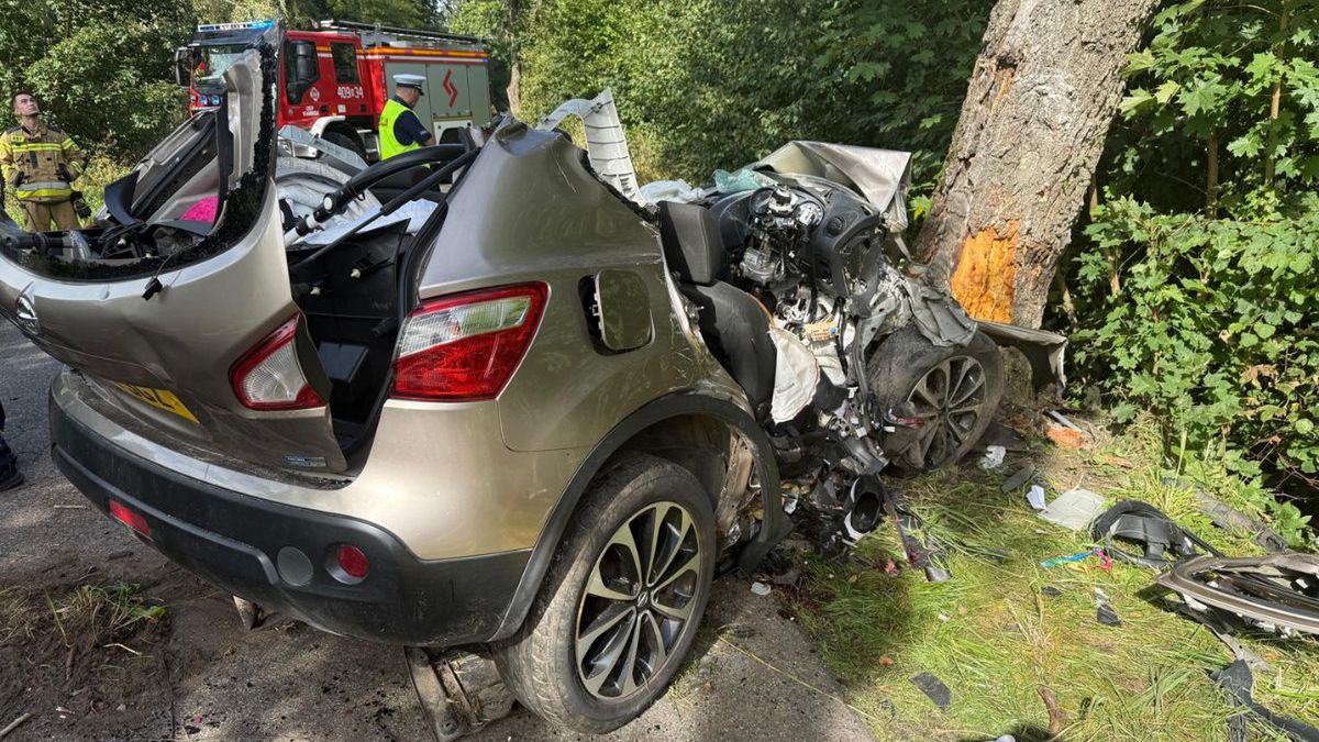 Tragedia pod Kamińskiem. Rodzina rozbiła się na drzewie, prokura