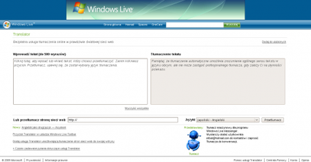 Windows Live Translator z językiem polskim