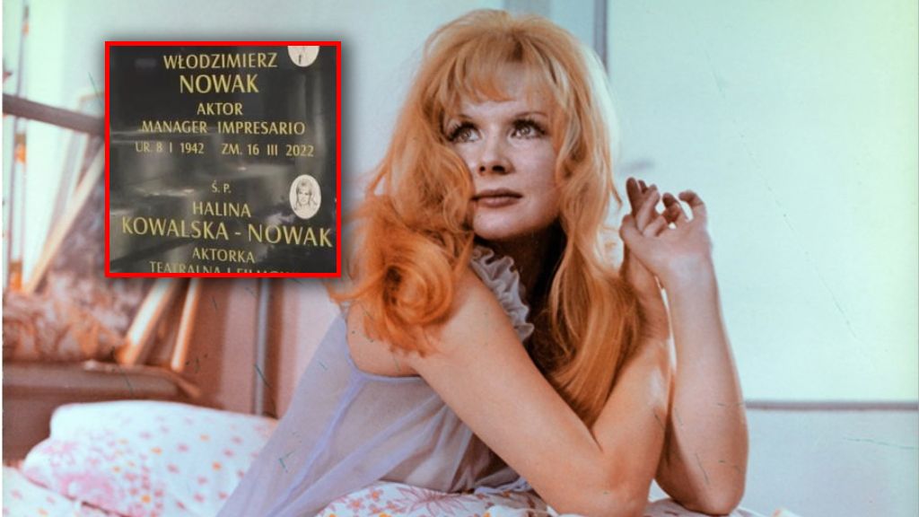 Halina Kowalska i grób jej męża na Starych Powązkach