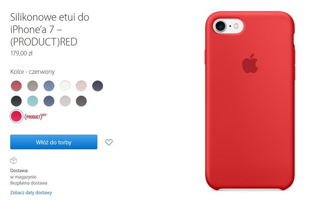 silikonowe etui Apple'a w kolorze czerwonym z linii PRODUCT(RED)