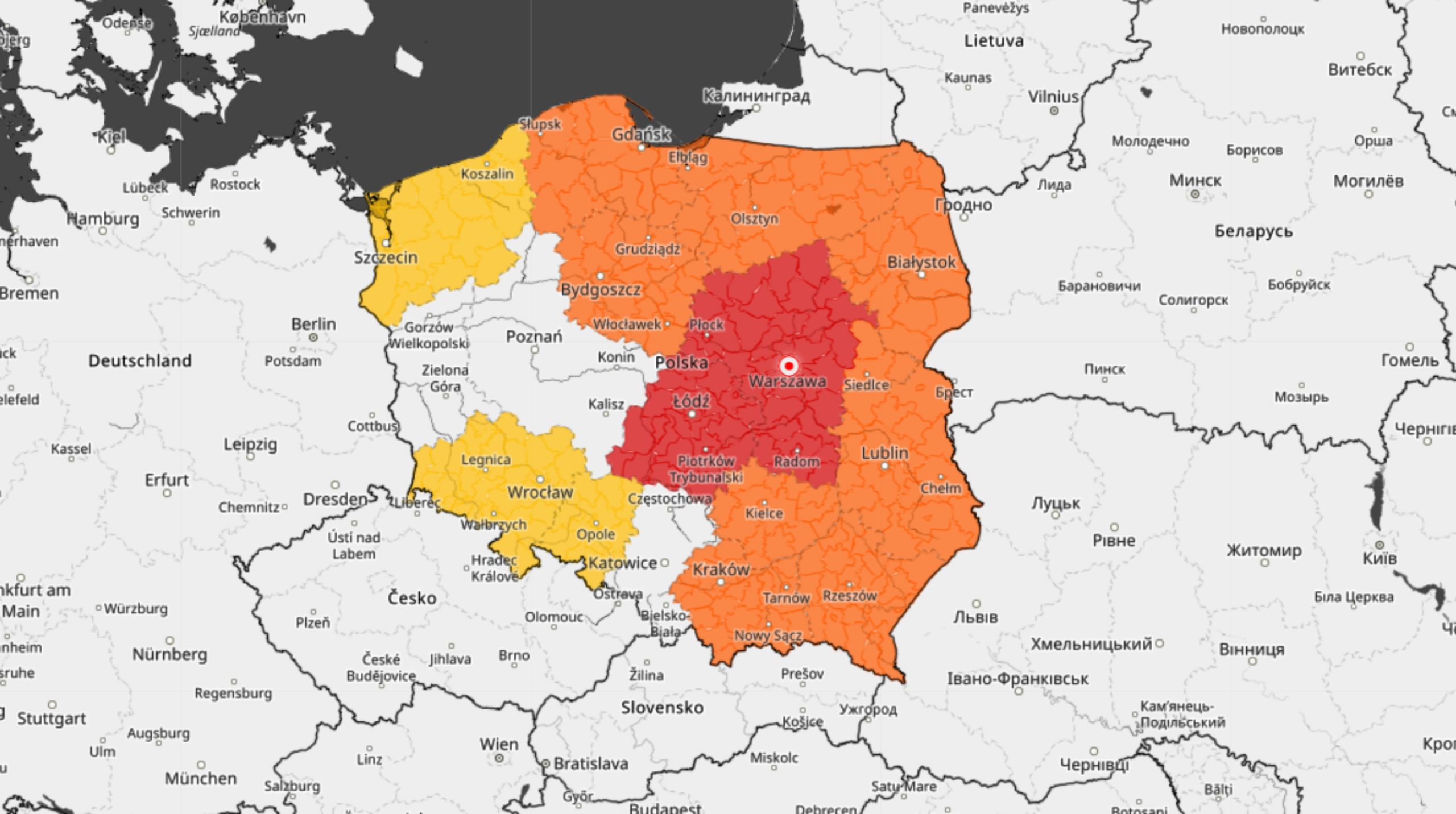 IMGW wydało ostrzeżenia dla wielu regionów Polski