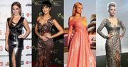 Długie błyszczące sukienki - jakie wybierają celebrytki?