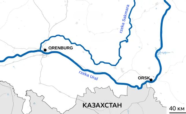 Orsk i Orenburg na mapie 
