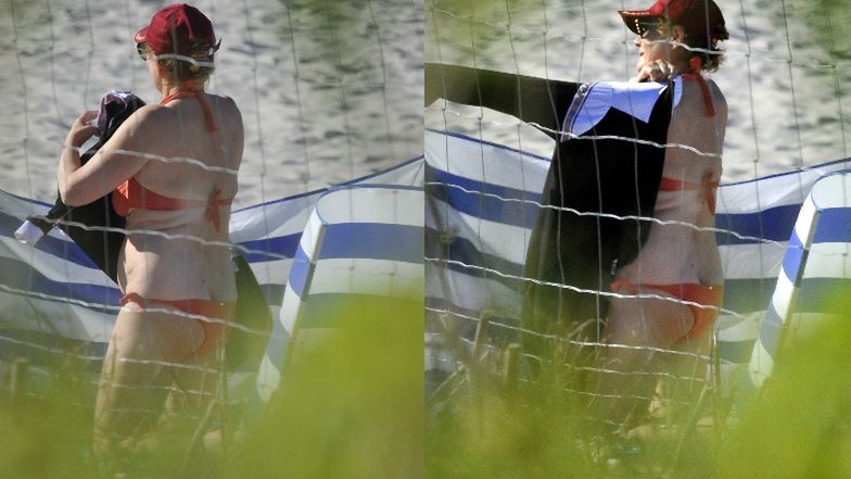 Grażyna Szapołowska na plaży w Juracie