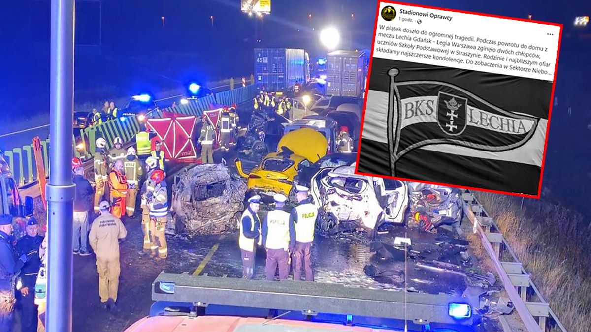 Kibice żegnają dzieci, które zginęły w karambolu pod Gdańskiem