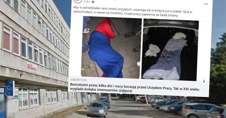 Porażające zdjęcia. Bezrobotni koczowali przed urzędem pracy w Świdniku