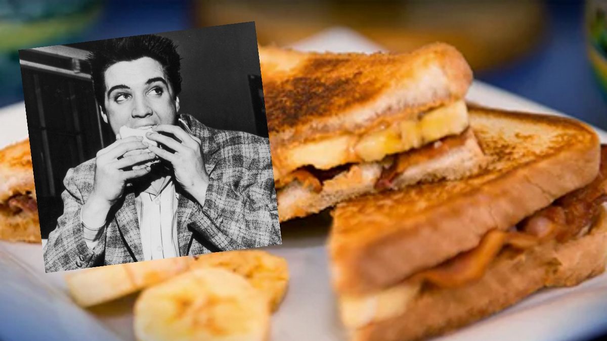 Elvis Presley uwielbiał zajadać się  kanpką z bekonem, bananem i masłem orzechowym.