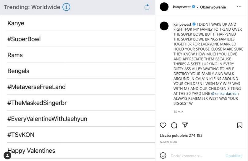 Kanye West atakuje chłopaka Kim Kardashian na Instagramie